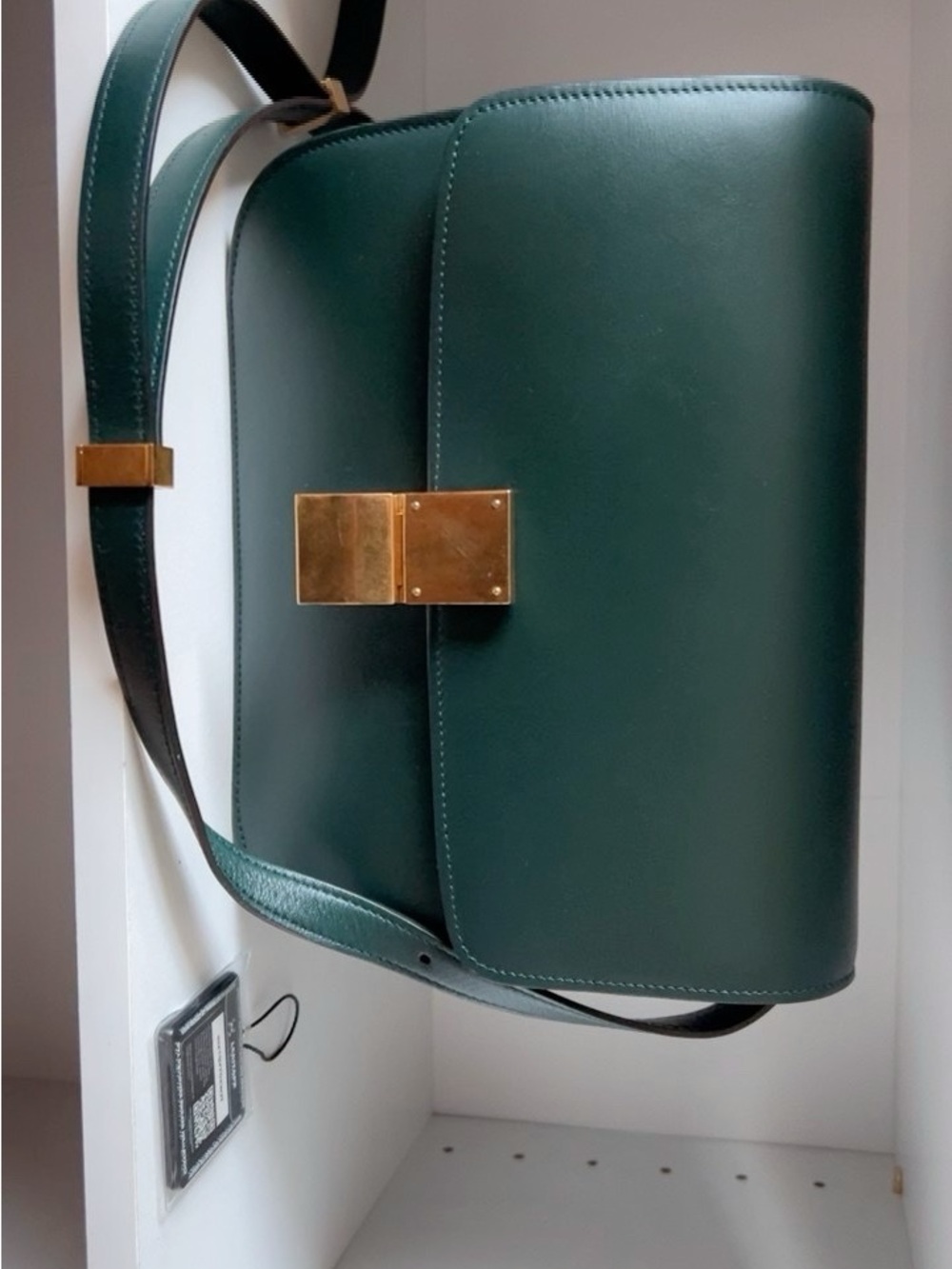 Authentic Dark Green Celine Box Bag with Gold Hardware and COA